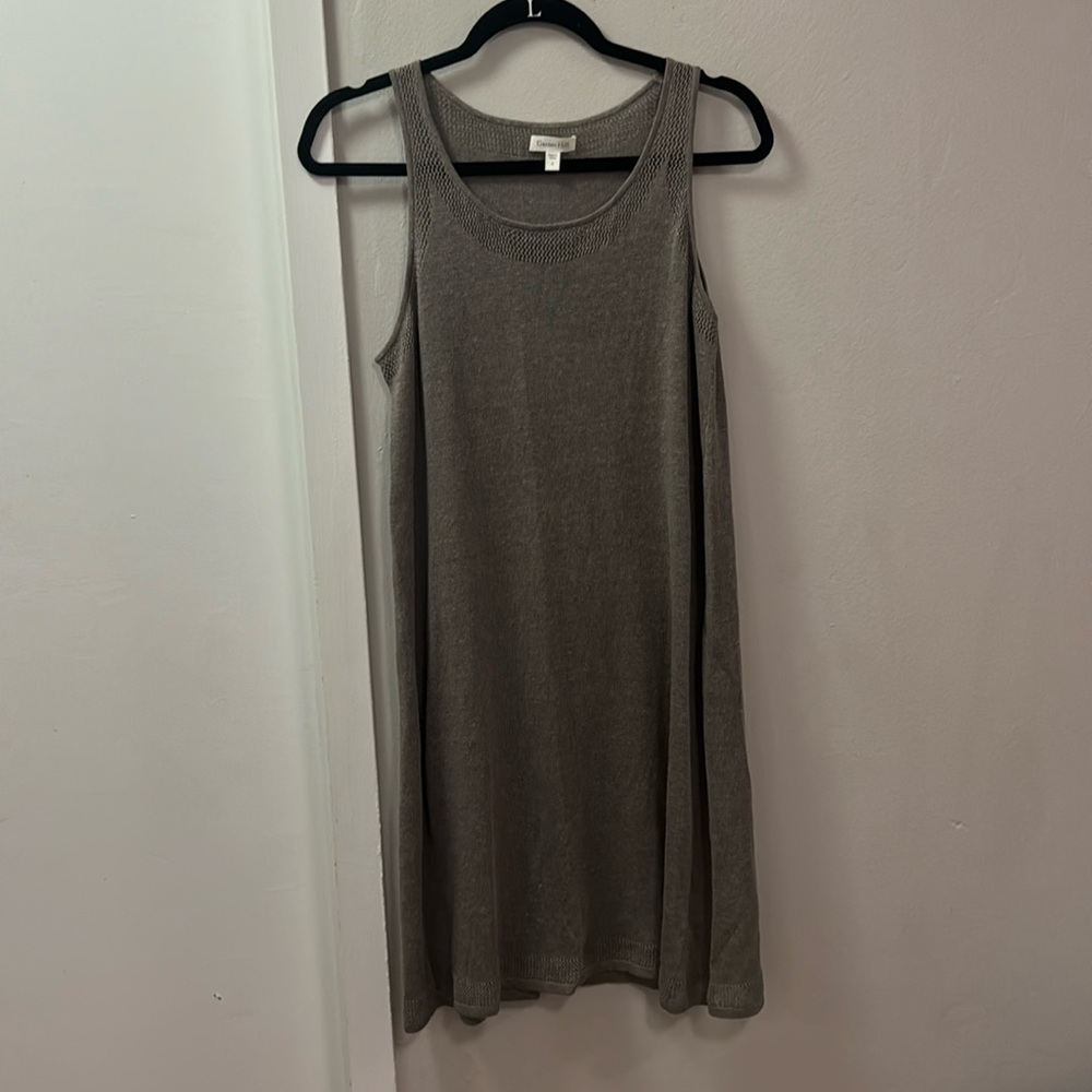 Garnet Hill Linen Blend Gray Sleevless Dress Small
